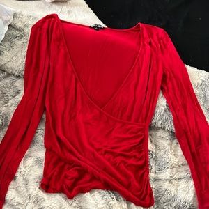 Red low cut long sleeve